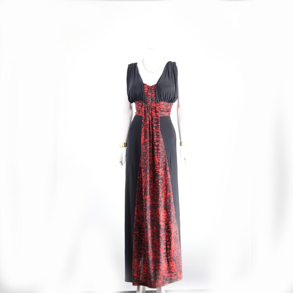 Lady Rich London Maxi Dress Red Pattern Chic Elegance - Picture 1 of 4